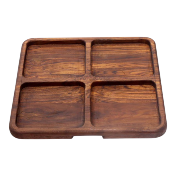 Slim Compartments Wooden Platter