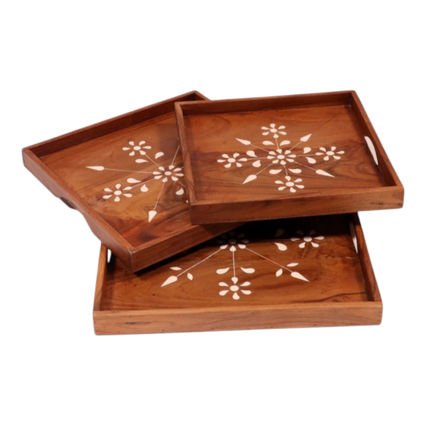 Style Inlay Handmade Wooden Tray - Image 4