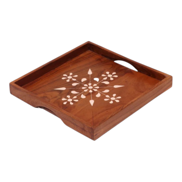 Style Inlay Handmade Wooden Tray - Image 2